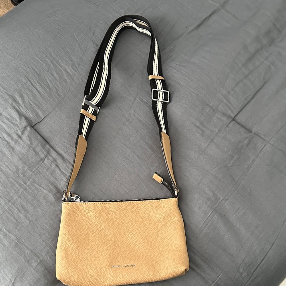 Marc Jacobs Beige Crossbody Bag with Striped Strap